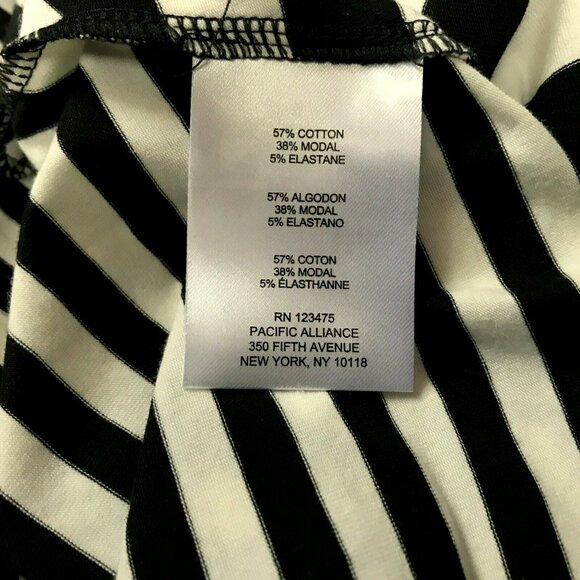 Jones New York Chevron Stripe A-Line Black & Ivory Midi Dress Longer Sides M NEW - Picture 8 of 8